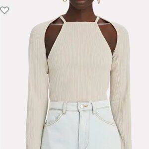 NICHOLAS Cream Ribbed Blouse